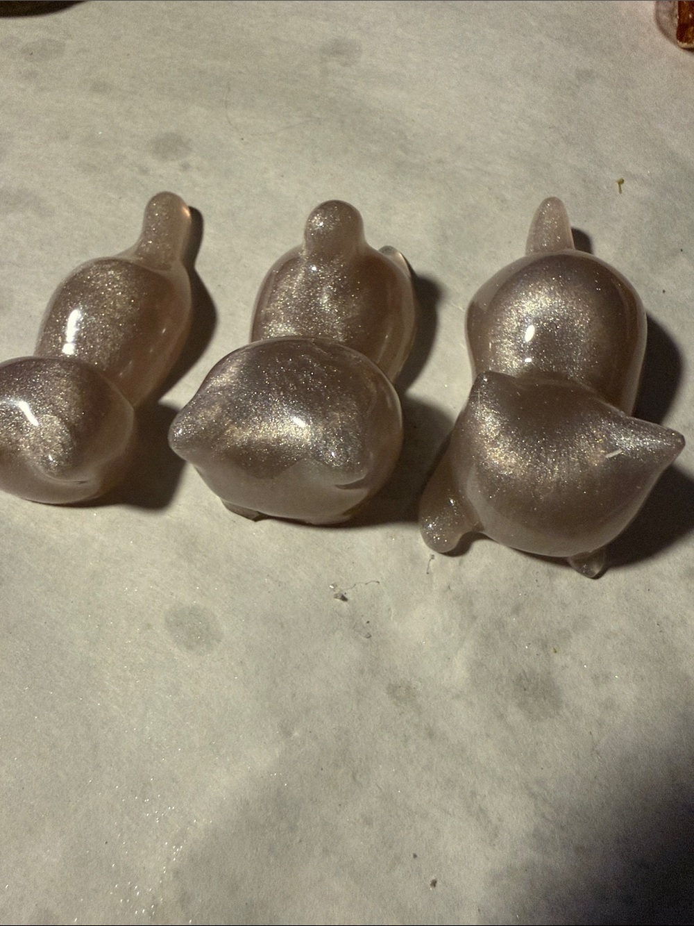 Sparkling Pearlescent Champagne Colored Decorative Cat Figurines - Set of 3